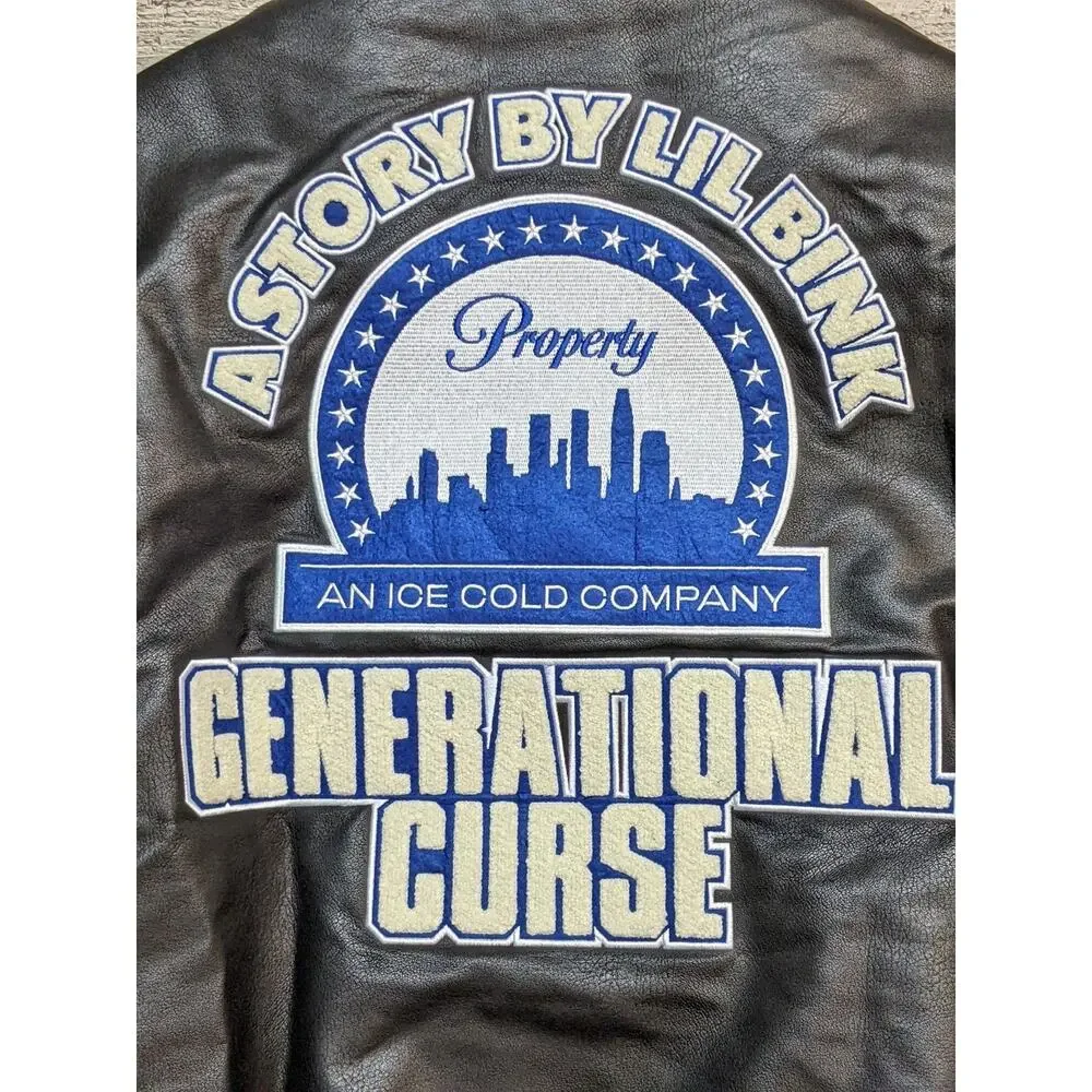 Ice Cold Records ICB Mens Jacket L Faux Leather Black Generational Curse, New